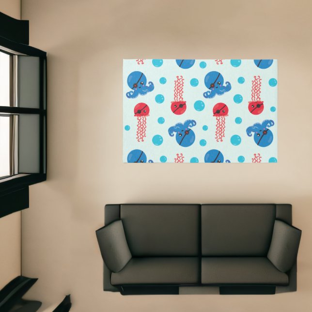Pirate Octopus, Pirate Jellyfish, Sea Animals Rug (Insitu (Indoor 1))