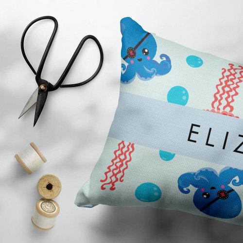 Pirate Octopus Pirate Jellyfish Sea Your Name Accent Pillow