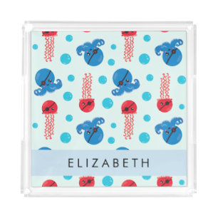 Pirate Octopus, Pirate Jellyfish, Sea, Your Name Acrylic Tray