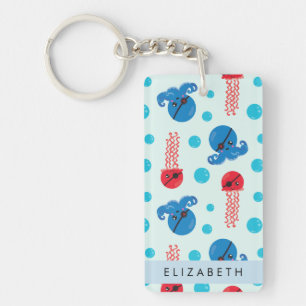 Pirate Octopus, Pirate Jellyfish, Sea, Your Name Keychain