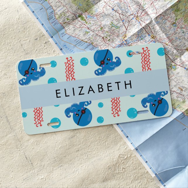 Pirate Octopus, Pirate Jellyfish, Sea, Your Name License Plate (In Situ)