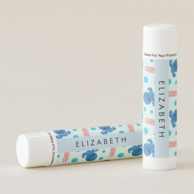 Pirate Octopus, Pirate Jellyfish, Sea, Your Name Lip Balm (Front)
