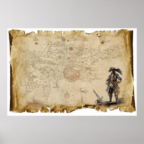 Pirate old map poster