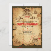 Pirate Old Vintage Treasure Map Birthday Party Invitation (Front)