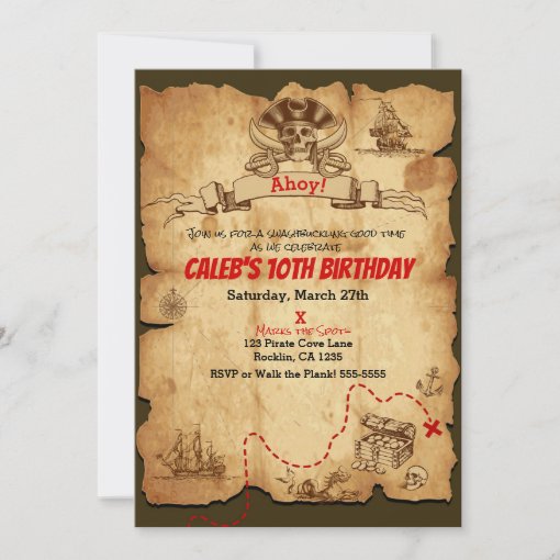 Pirate Old Vintage Treasure Map Birthday Party Invitation R6b18f96c70e64c069b0b6c4b37b8e0d9 Tcvt0 510 