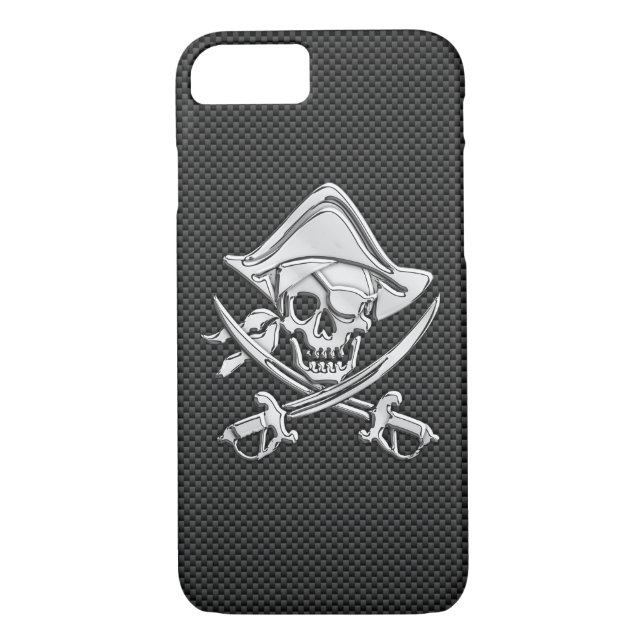 Pirate on Black Carbon Fiber Style Case-Mate iPhone Case (Back)