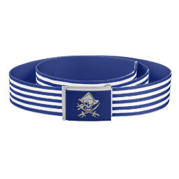 Pirate on Nautical Navy Blue Stripes Print Belt