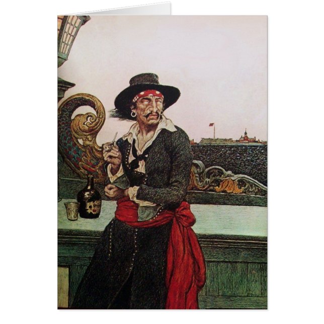PIRATE ON THE DECK OF SHIP / PIRATES TREASURE MAPS CARDS (Front)