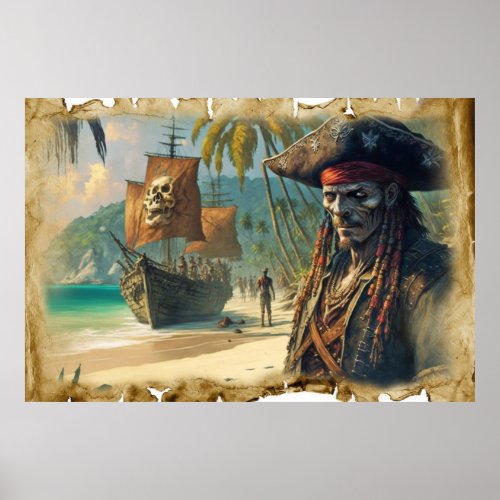 Pirate on treasure island  poster