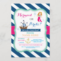 Pirate or Mermaid Baby Shower Reveal Invite