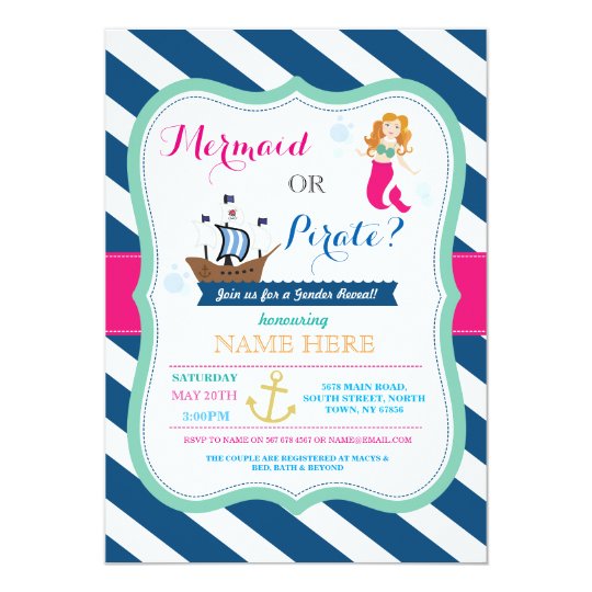 Pirate Or Mermaid Baby Shower Reveal Invite Zazzle