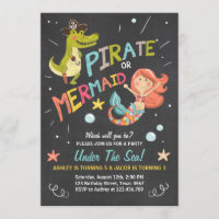 Pirate or Mermaid birthday invitation Joint Bday