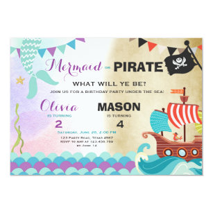 Pirate And Mermaid Free Printable Invitations 2