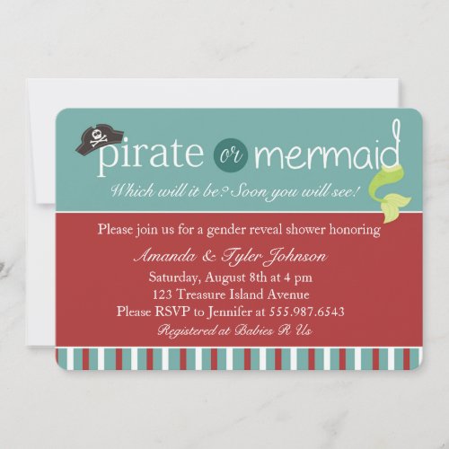 Pirate or Mermaid Gender Reveal Baby Shower Invite