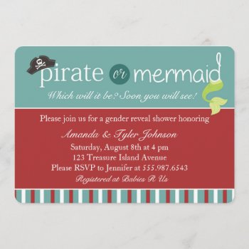 Pirate Or Mermaid Gender Reveal Baby Shower Invite by brookechanel at Zazzle