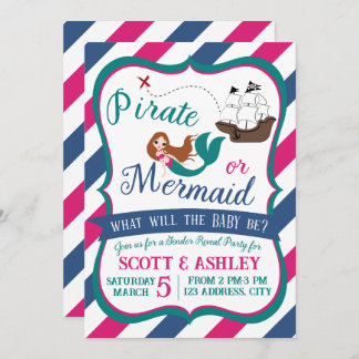 Pirate or Mermaid Gender Reveal Party Invitation