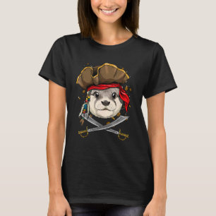 Pirate Otter Jolly Roger Flag Nautical Animal Otte T-Shirt