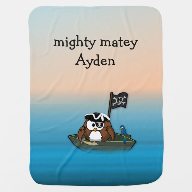pirate owl baby blanket (Front)