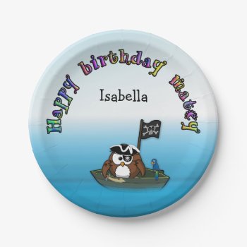 Pirate Owl Birthday Paper Plates by just_owls at Zazzle