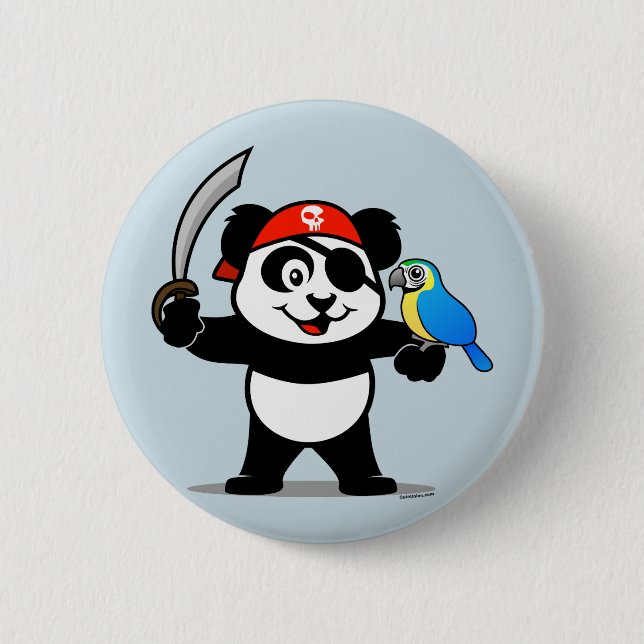 Pirate Panda Pinback Button (Front)