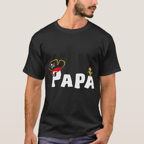 Pirate Papa Grandpa Skull Pirates Hat Crossbones  T_Shirt