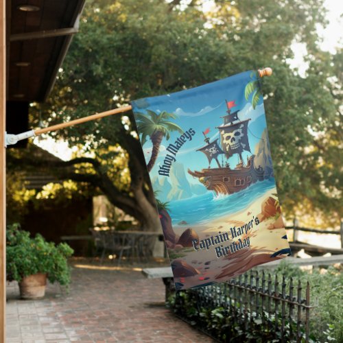 Pirate Paradise Island Birthday Bash  House Flag