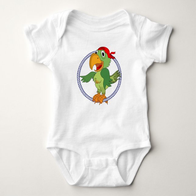 Pirate Parrot Nautical Print Baby Bodysuit (Front)