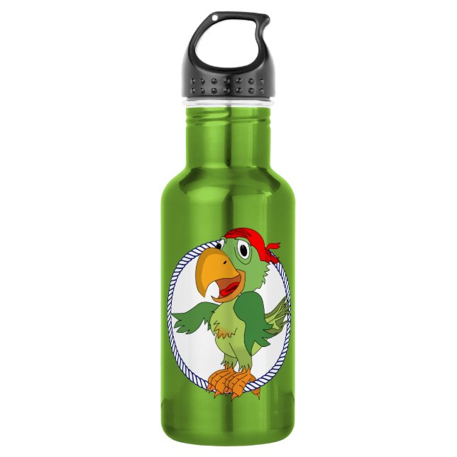Pirate Parrot Nautical Stainless Steel Water Bottle (Front)