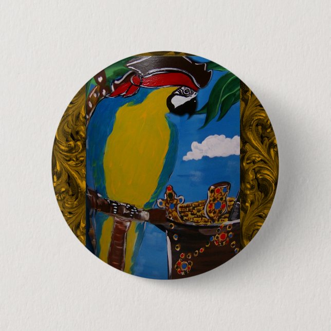 Pirate Parrot Pinback Button (Front)