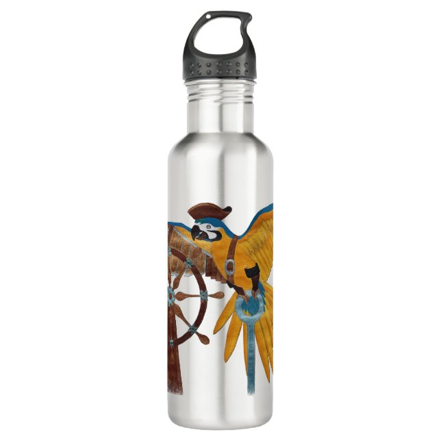 Pirate Parrot Stainless Steel Water Bottle (Front)