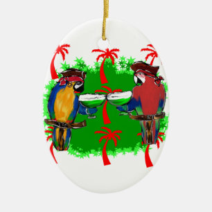 PIRATE PARROTS CERAMIC ORNAMENT