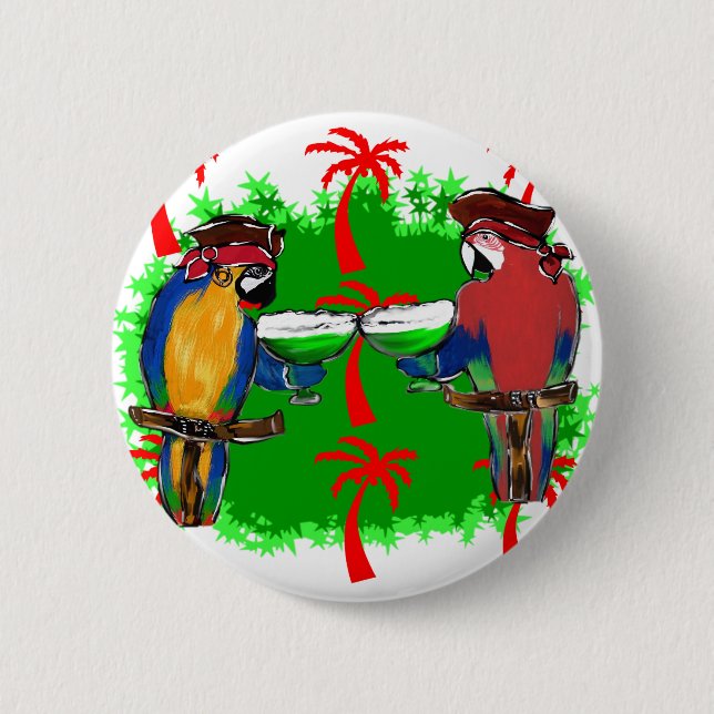 PIRATE PARROTS PINBACK BUTTON (Front)