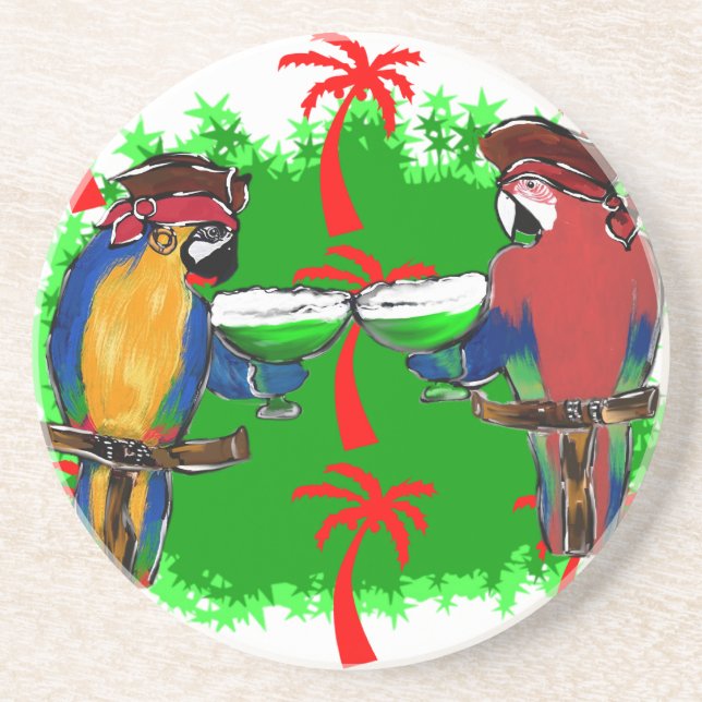 PIRATE PARROTS SANDSTONE COASTER (Front)