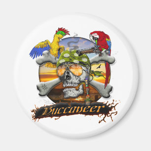 Pirate Parrots Skull and Cross Bones Magnet