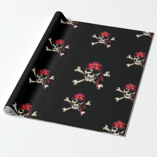 Pirate Party Adult Salty Skulls  Wrapping Paper