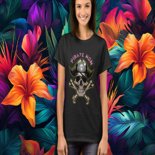 Pirate Party Adult  Skull Captain Cross Bones Mom T-Shirt