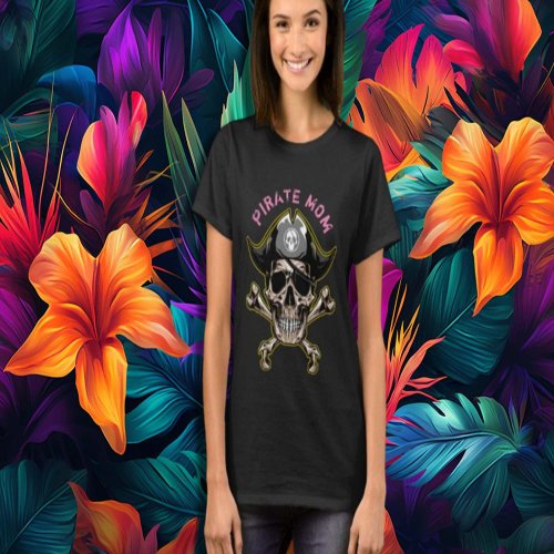 Pirate Party Adult  Skull Captain Cross Bones Mom T_Shirt