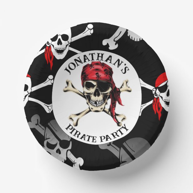 PIRATE Party AND CROSS BONES  Paper Bowls (Front)