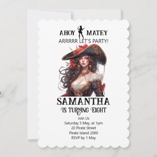 Pirate Party Birthday Girl Invitation