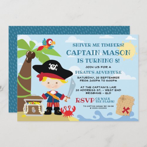 Pirate Party Birthday Invitations