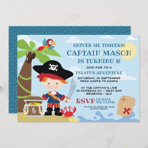 Pirate Party Birthday Invitations