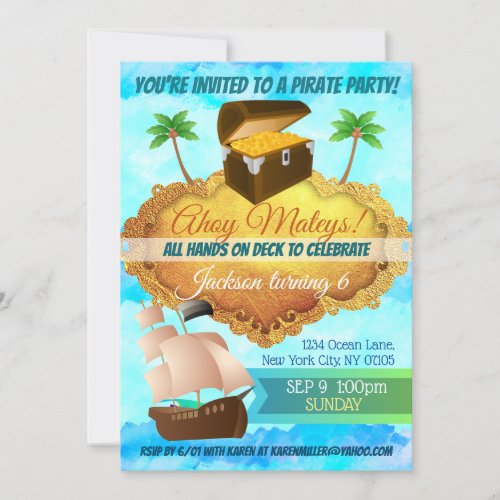 Pirate Party Birthday Invitations