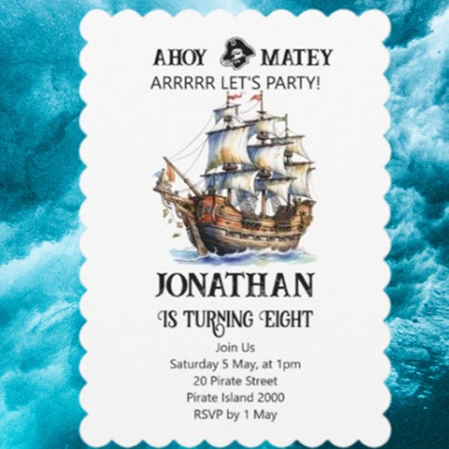 Pirate Party Birthday Ship Invitation (Invite guests to join your adventure and make unforgettable memories.)