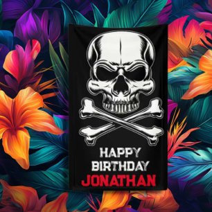 Pirate Party Birthday Ship's Skull Banner