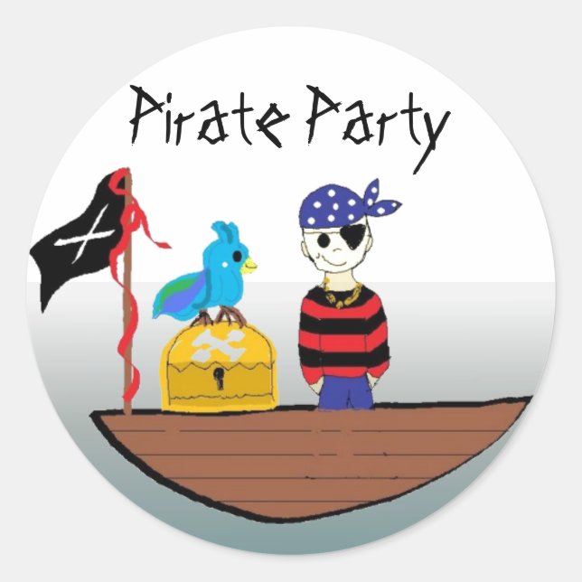 Pirate Party Classic Round Sticker (Front)
