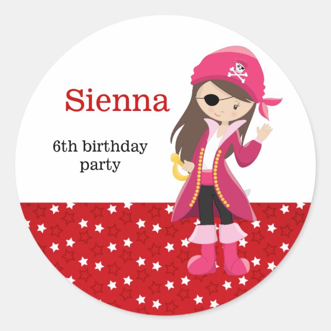 Pirate party classic round sticker (Front)