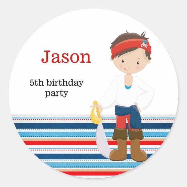 Pirate party classic round sticker (Front)