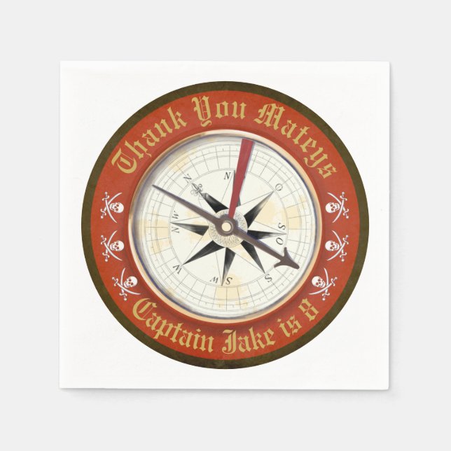 Pirate Party Compass Napkins (Front)