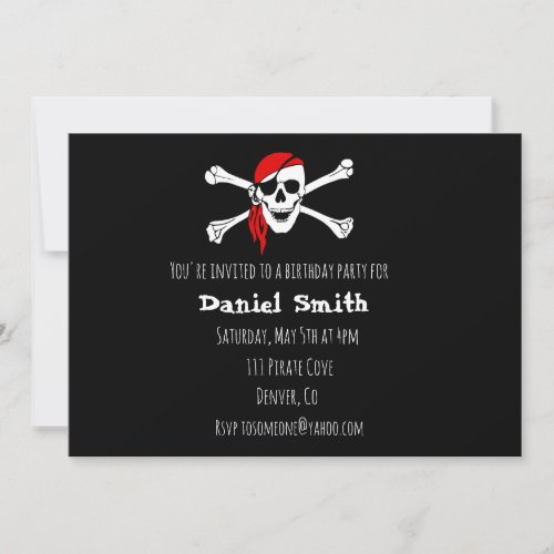 Pirate Party Crossbones Birthday Invitatation Invitation