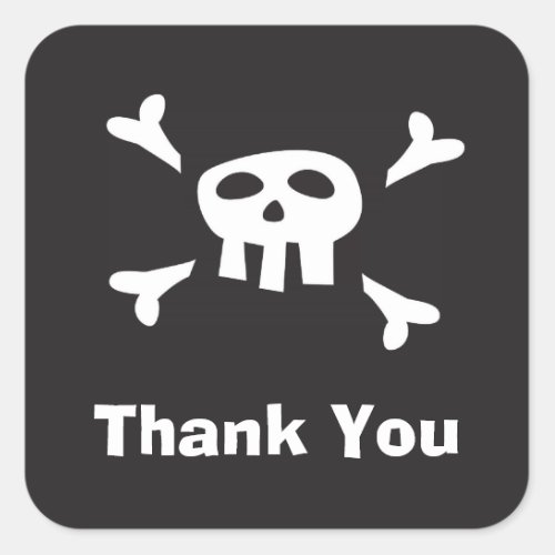 Pirate party favor thank you sealslabels square sticker